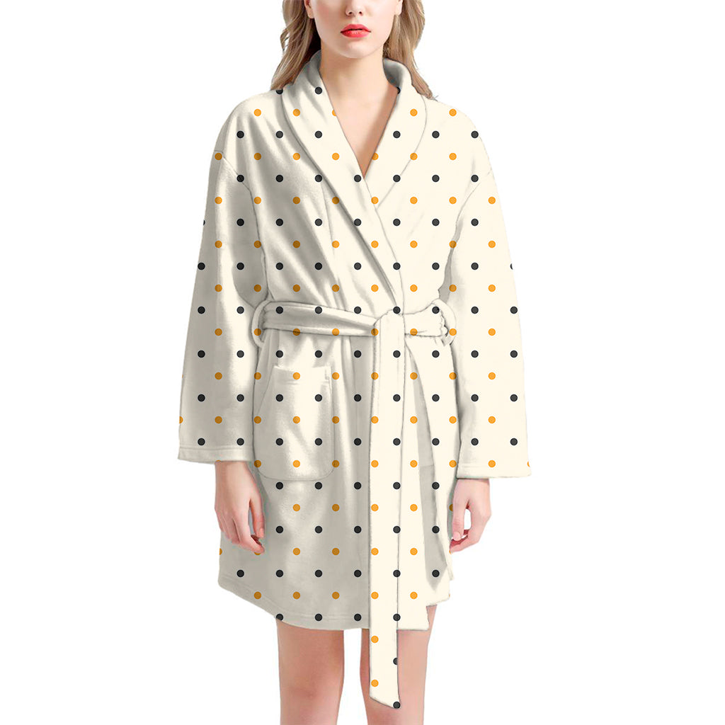 Halloween Polka Dot Pattern Print Women's Bathrobe