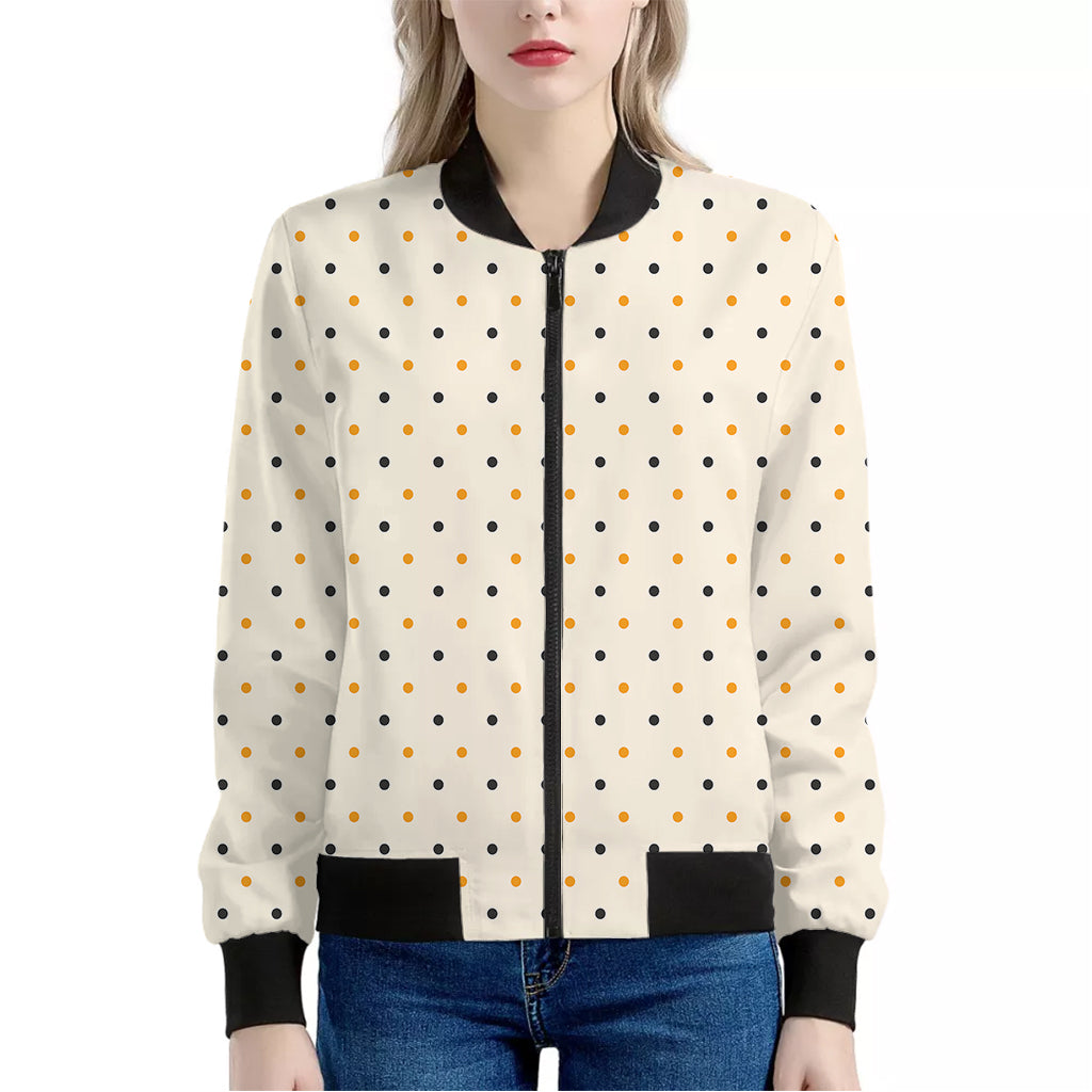 Halloween Polka Dot Pattern Print Women's Bomber Jacket