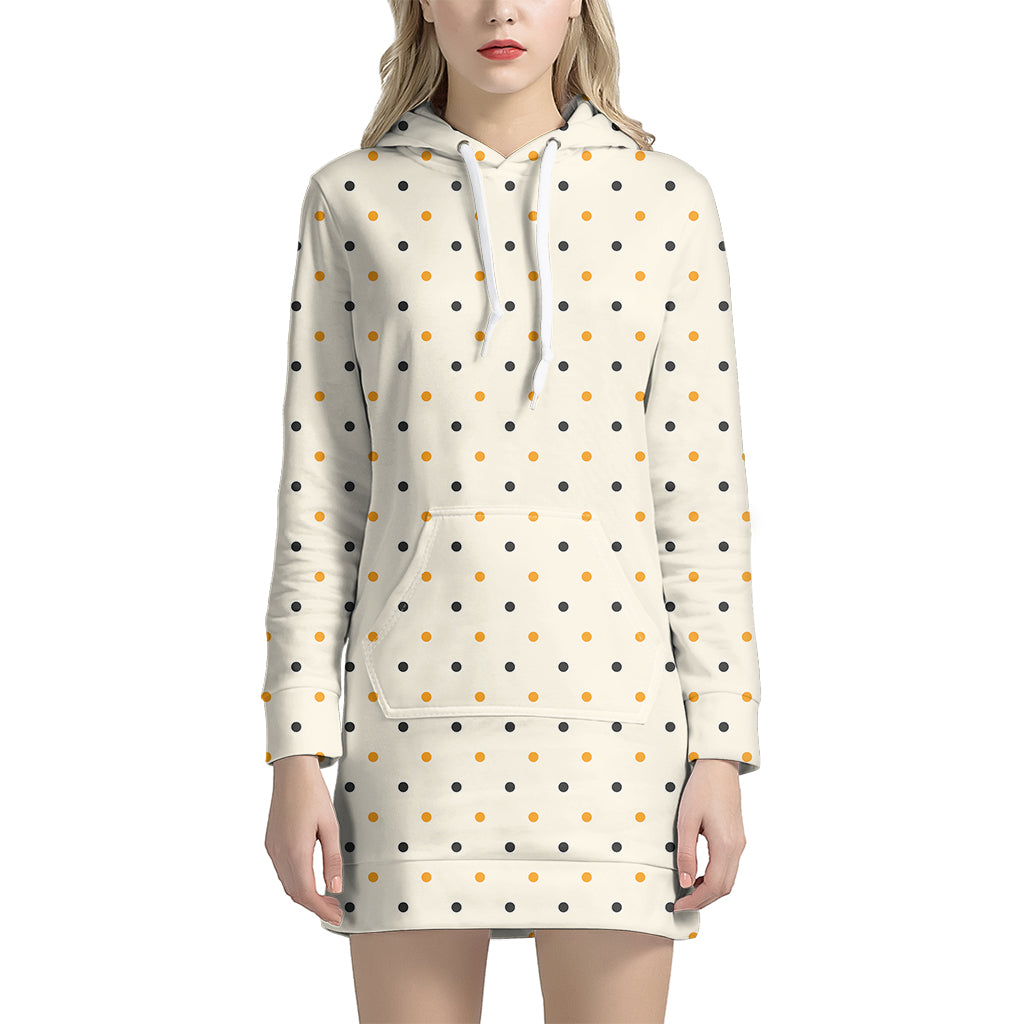 Halloween Polka Dot Pattern Print Women's Pullover Hoodie Dress