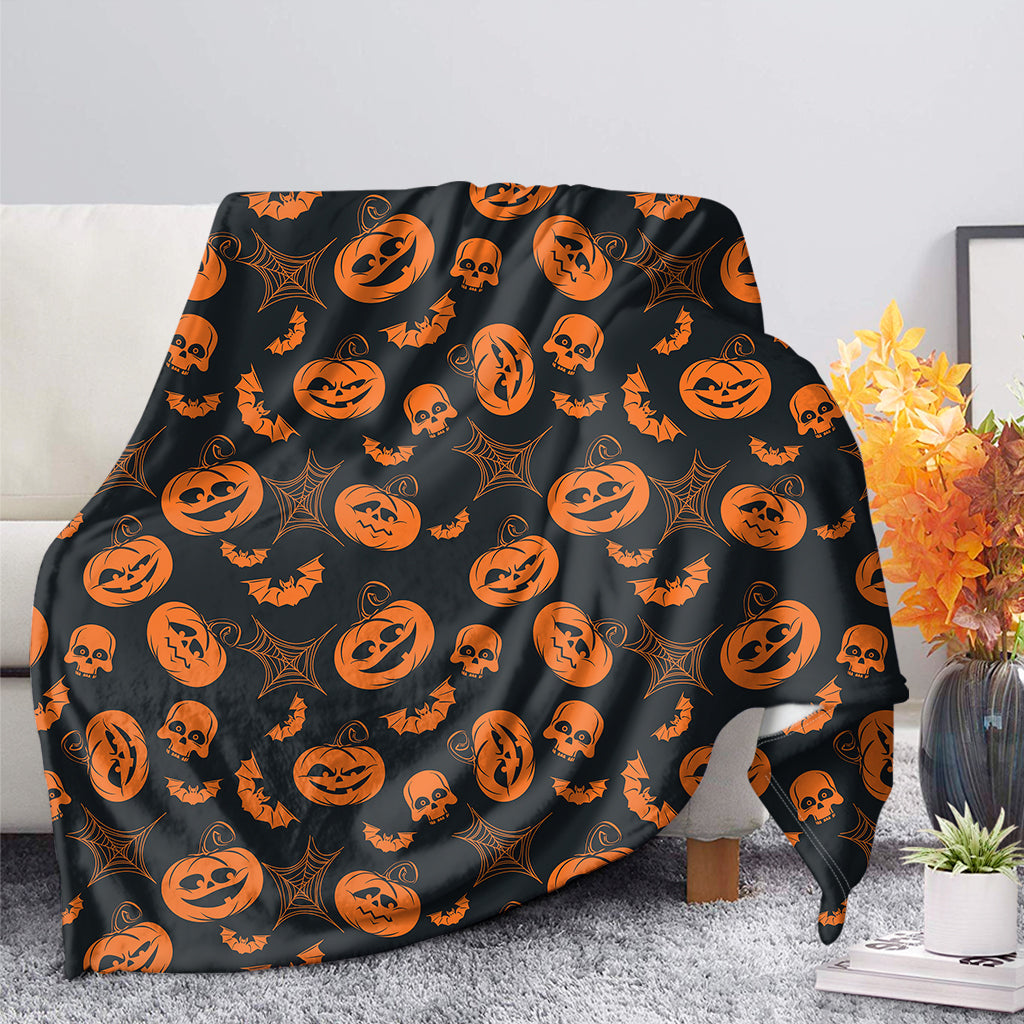 Halloween Pumpkin And Bat Pattern Print Blanket