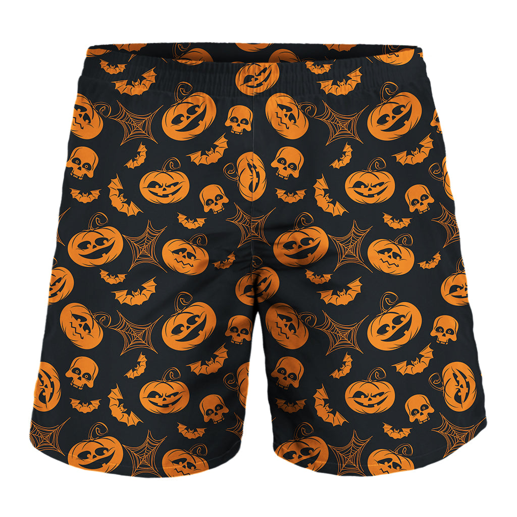 Halloween Pumpkin And Bat Pattern Print Men's Shorts