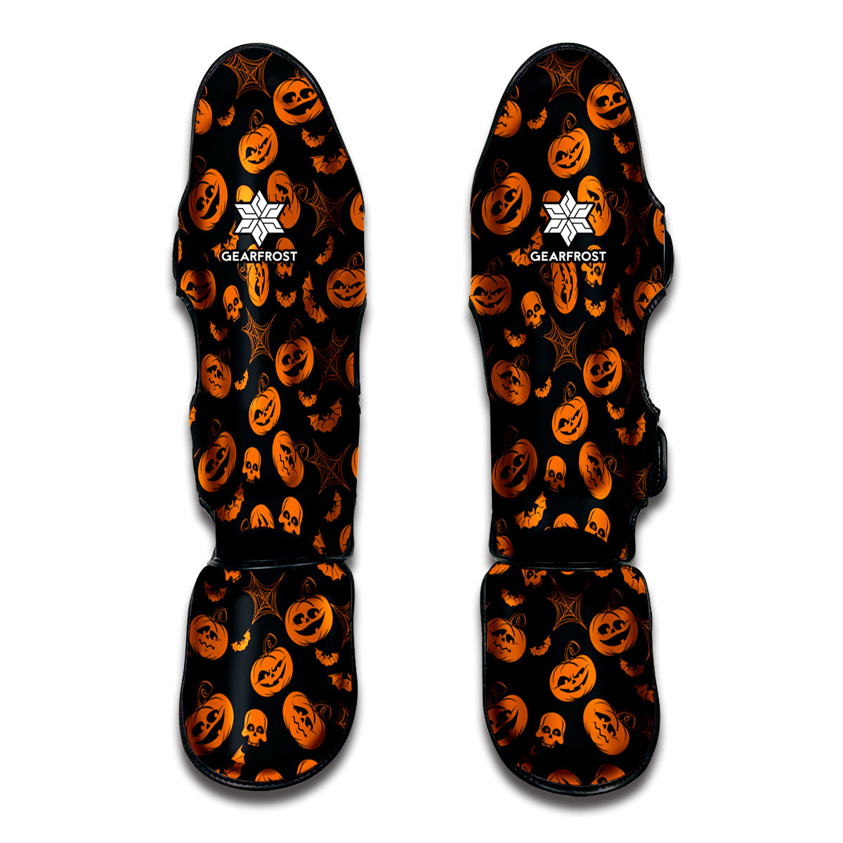 Halloween Pumpkin And Bat Pattern Print Muay Thai Shin Guards