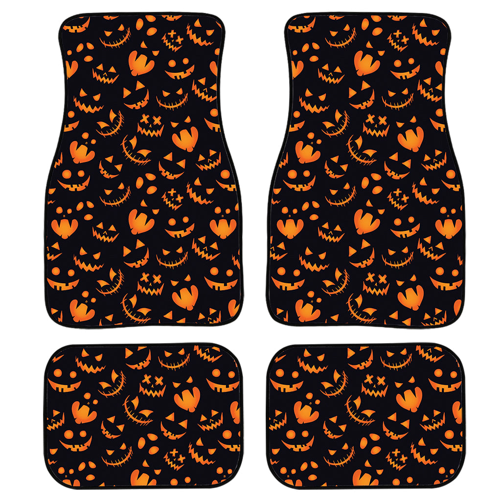 Halloween Pumpkin Faces Pattern Print Front and Back Car Floor Mats