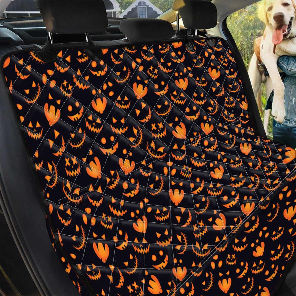 Halloween Pumpkin Faces Pattern Print Pet Car Back Seat Cover