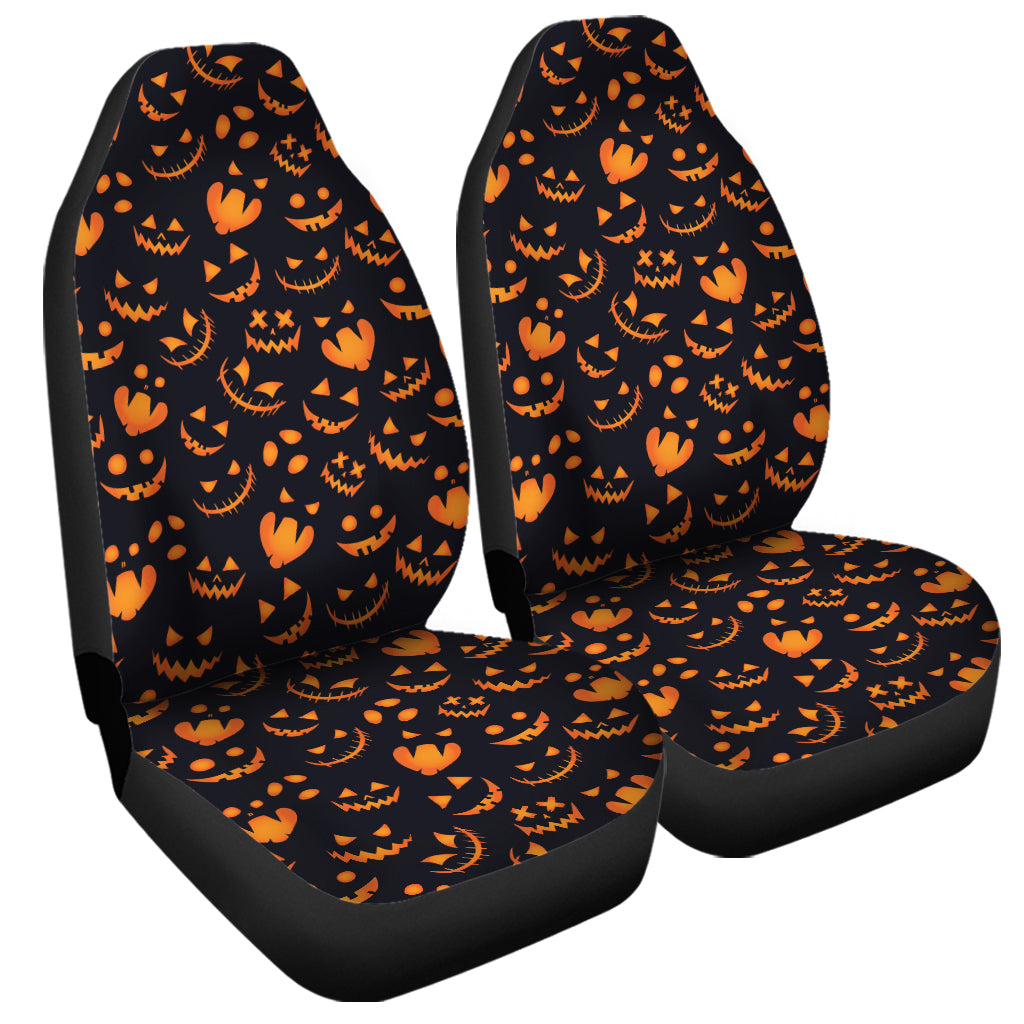 Halloween Pumpkin Faces Pattern Print Universal Fit Car Seat Covers