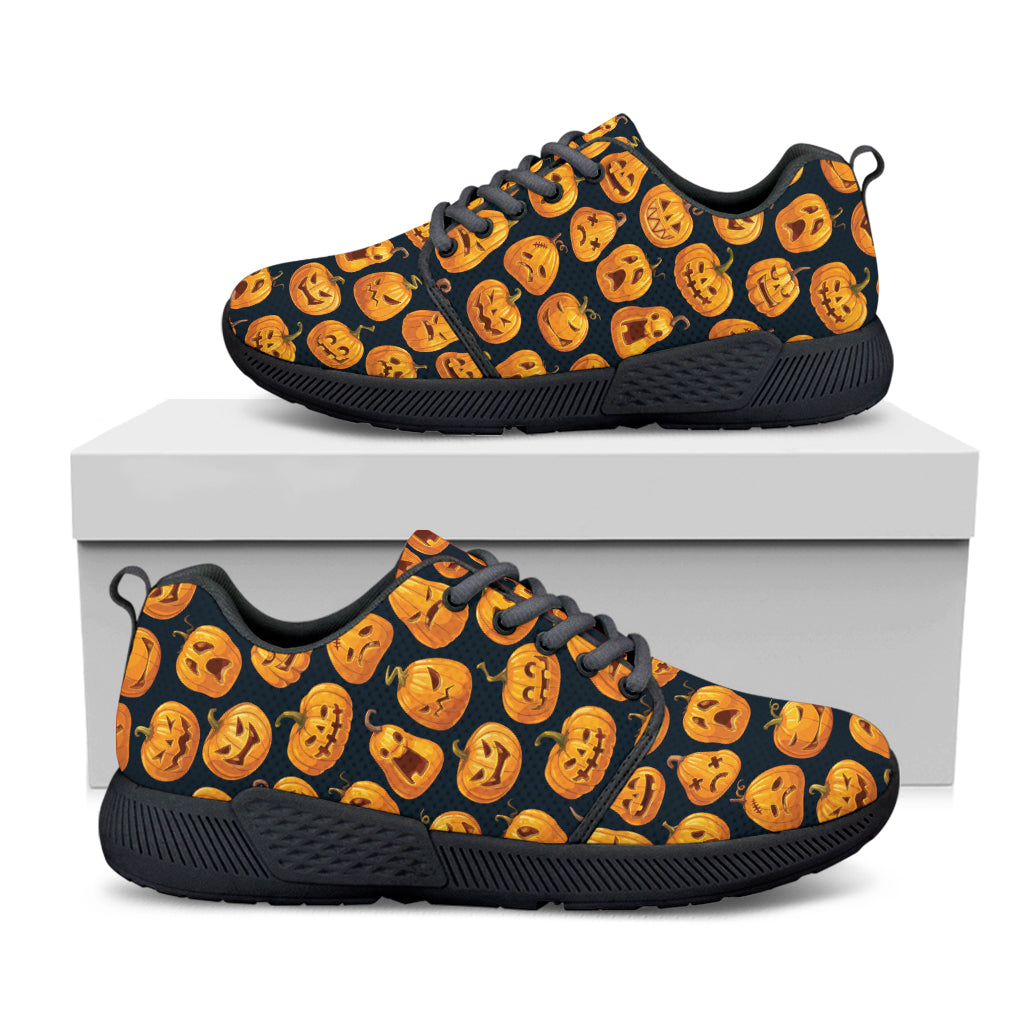 Halloween Pumpkin Jack-O'-Lantern Print Black Athletic Shoes