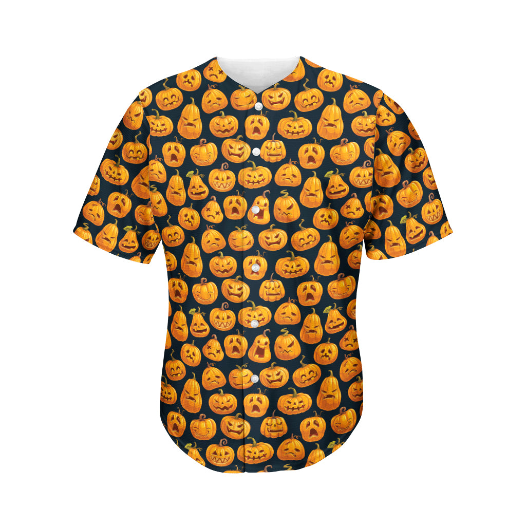 Halloween Pumpkin Jack-O'-Lantern Print Men's Baseball Jersey