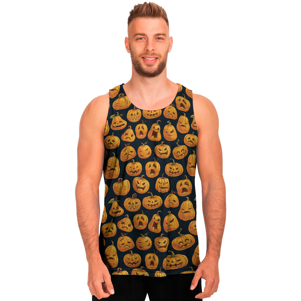 Halloween Pumpkin Jack-O'-Lantern Print Men's Tank Top