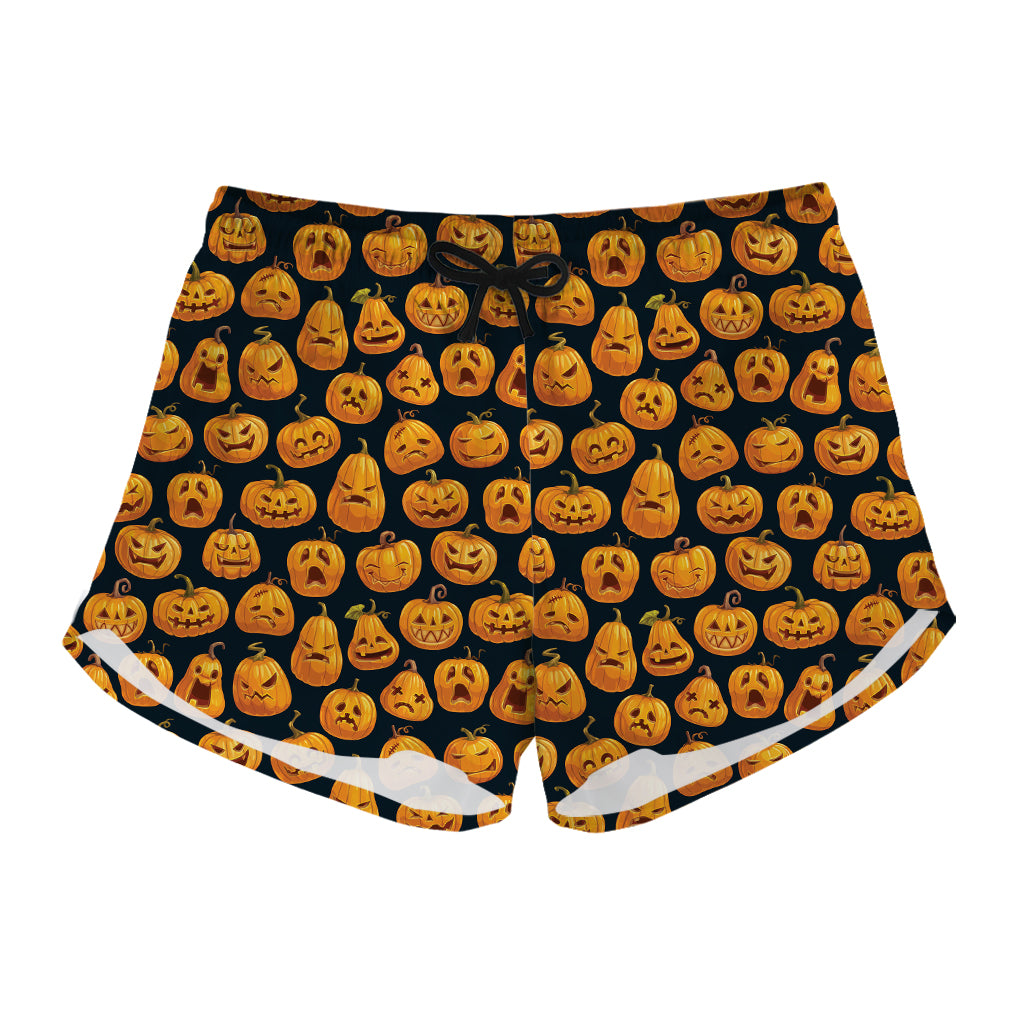 Halloween Pumpkin Jack-O'-Lantern Print Women's Shorts