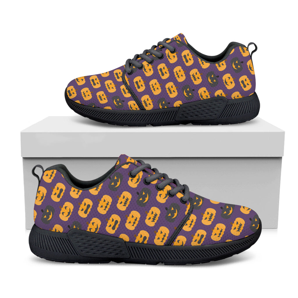 Halloween Pumpkin Pattern Print Black Athletic Shoes