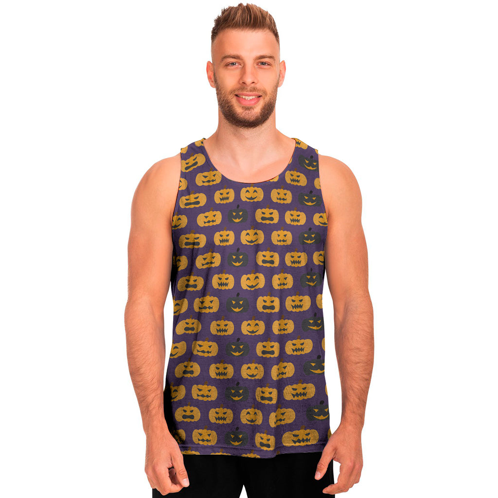 Halloween Pumpkin Pattern Print Men's Tank Top