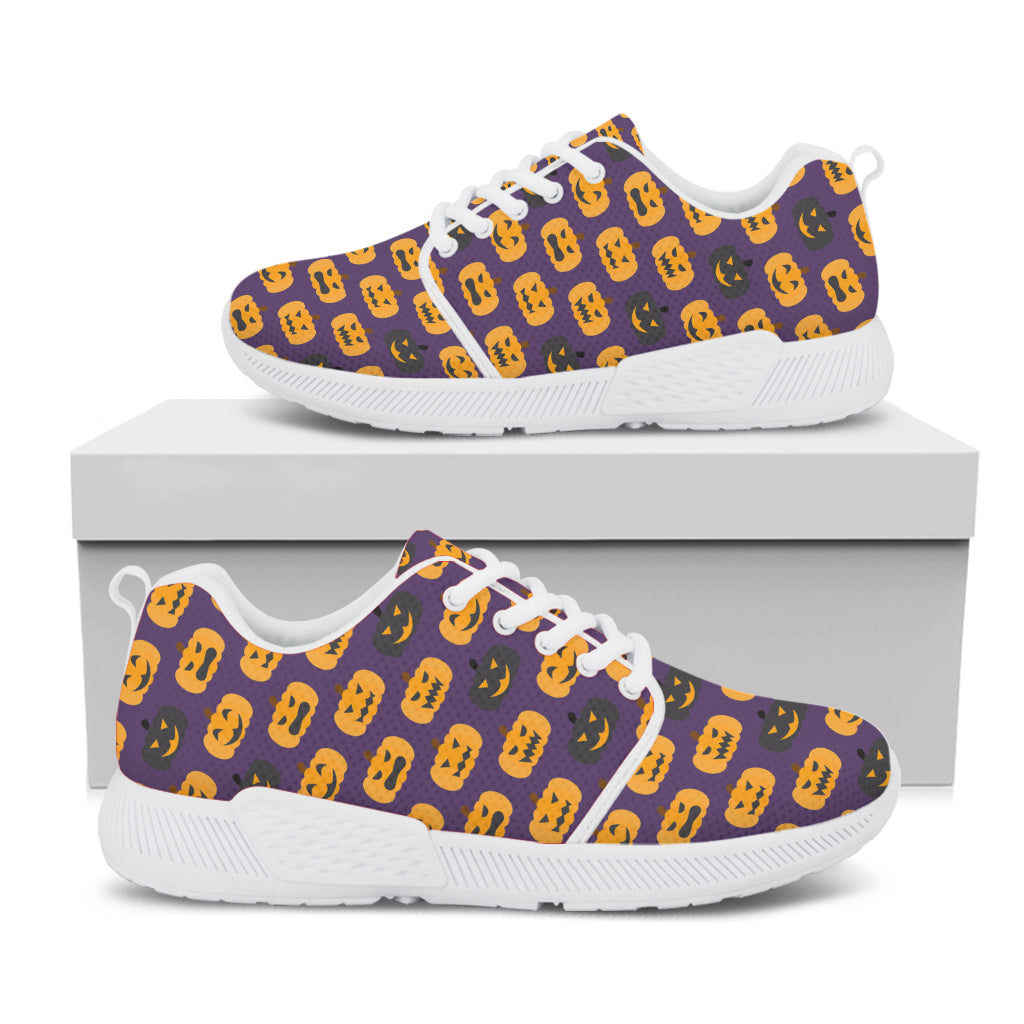 Halloween Pumpkin Pattern Print White Athletic Shoes