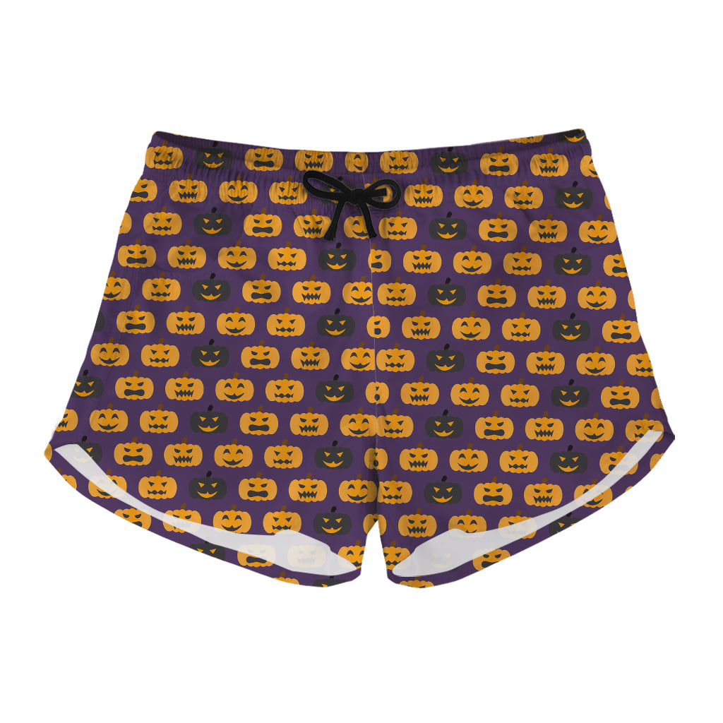 Halloween Pumpkin Pattern Print Women's Shorts