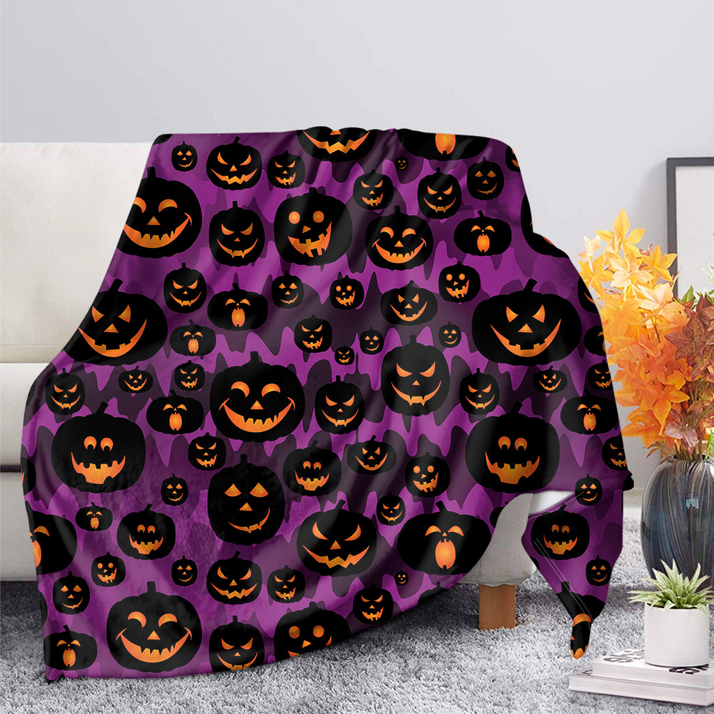 Halloween Pumpkin Smiley Faces Print Blanket