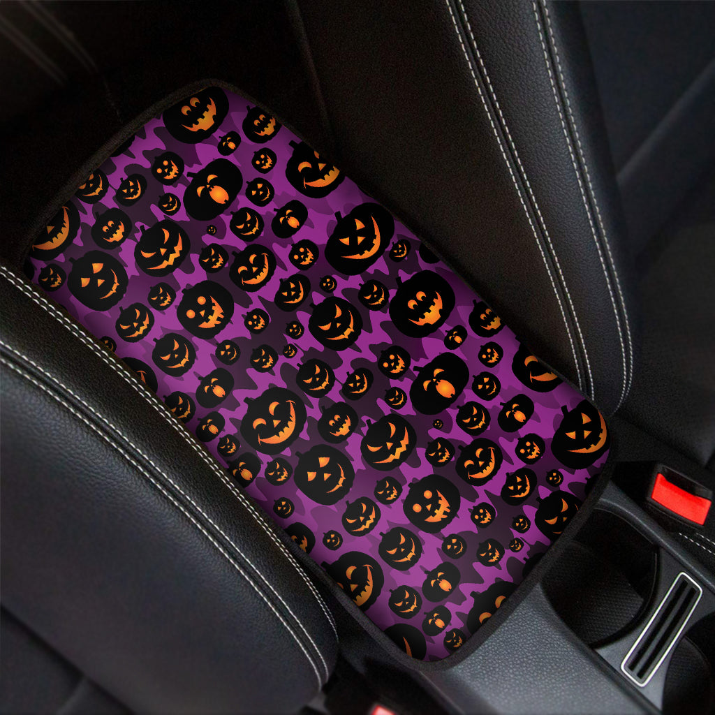 Halloween Pumpkin Smiley Faces Print Car Center Console Cover