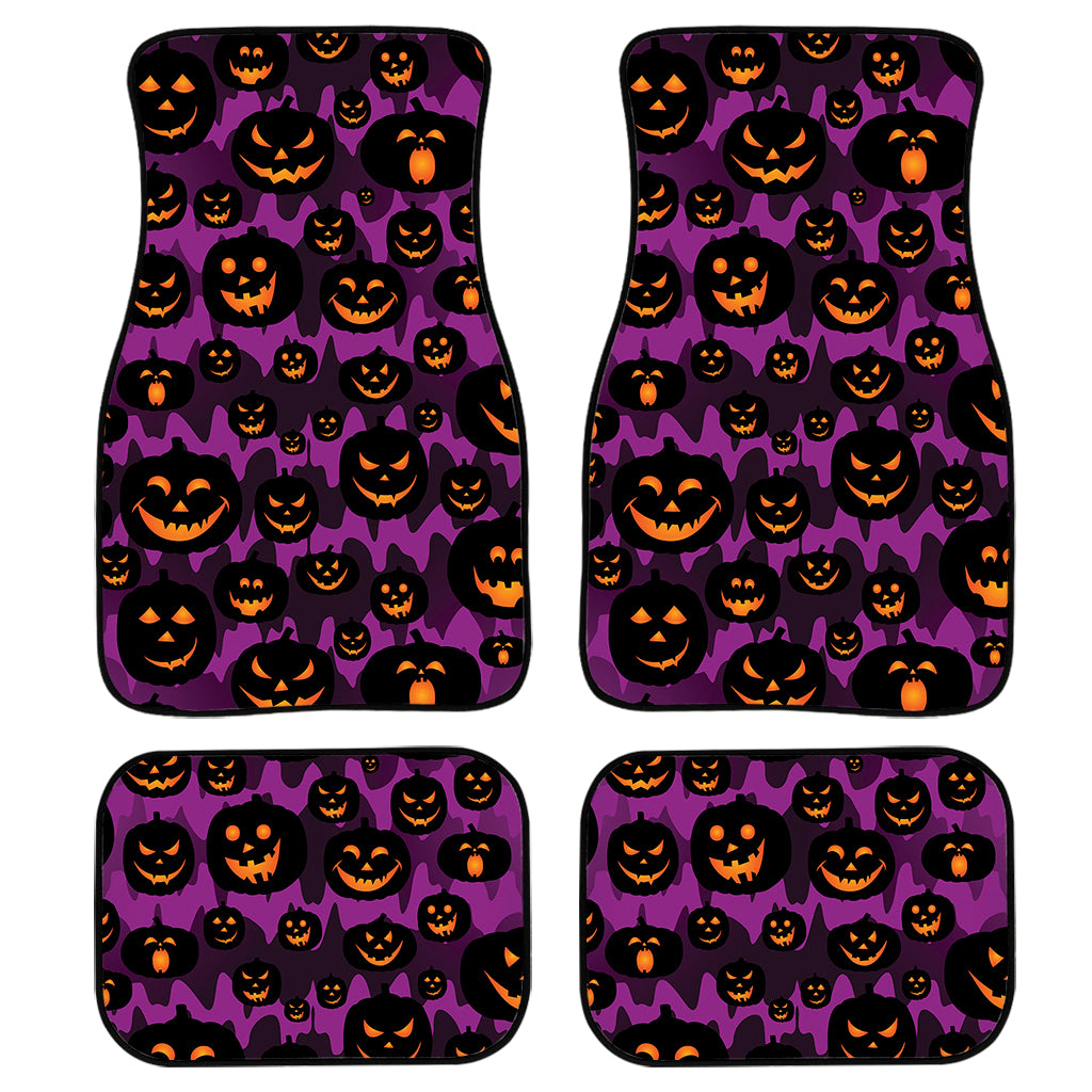 Halloween Pumpkin Smiley Faces Print Front and Back Car Floor Mats