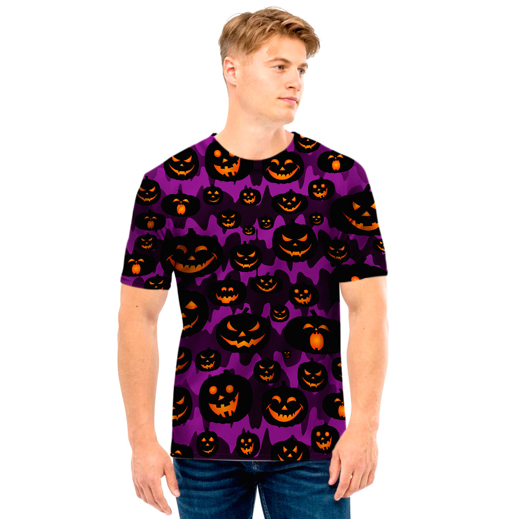 Halloween Pumpkin Smiley Faces Print Men's T-Shirt