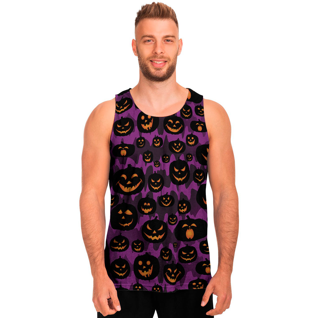 Halloween Pumpkin Smiley Faces Print Men's Tank Top