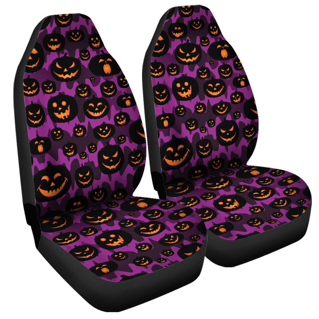 Halloween Pumpkin Smiley Faces Print Universal Fit Car Seat Covers