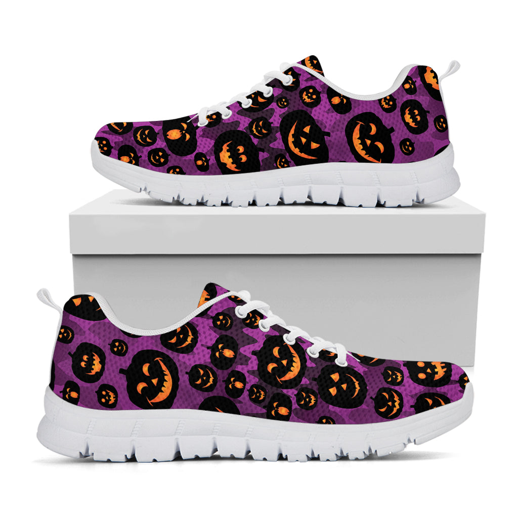 Halloween Pumpkin Smiley Faces Print White Sneakers