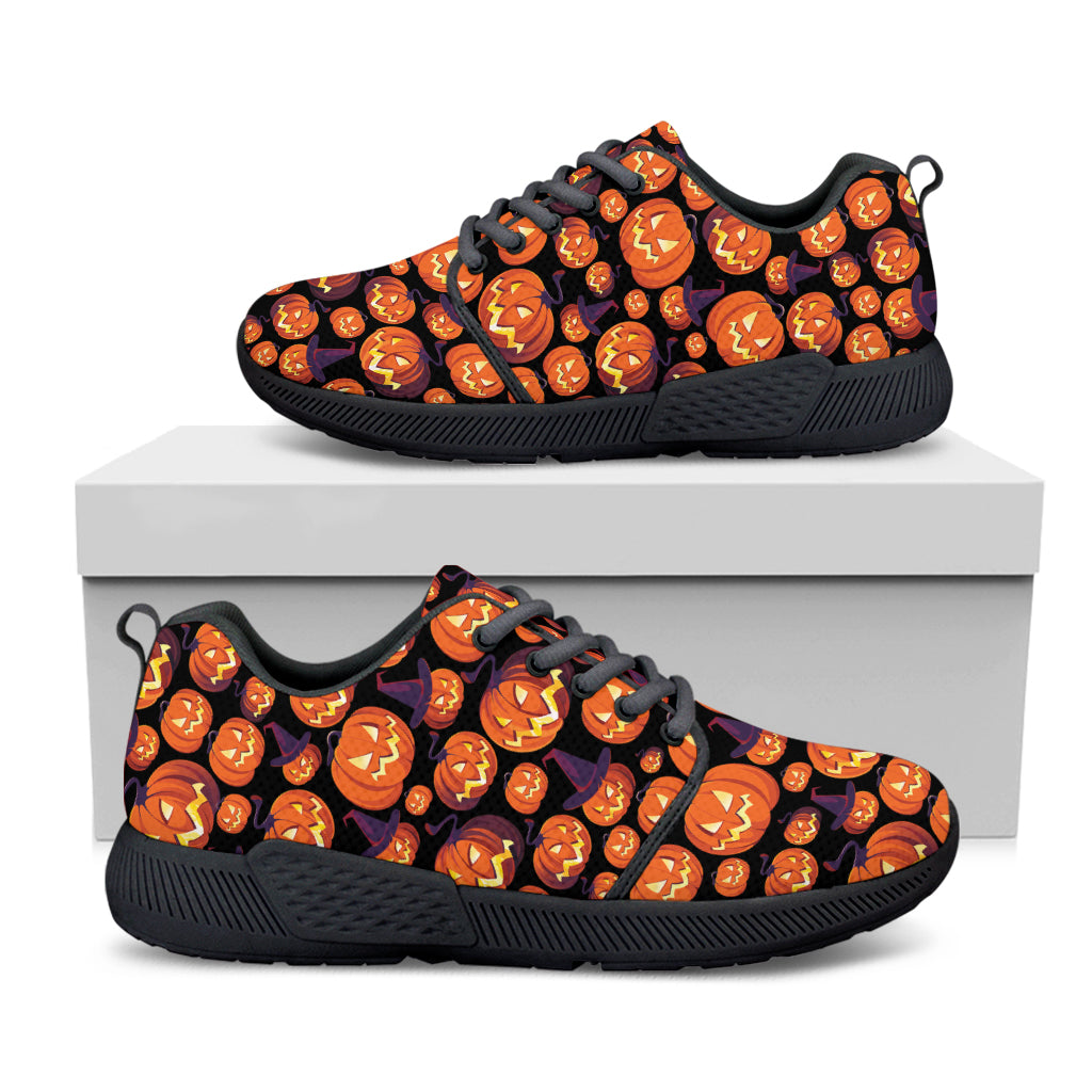 Halloween Pumpkin Witch Pattern Print Black Athletic Shoes