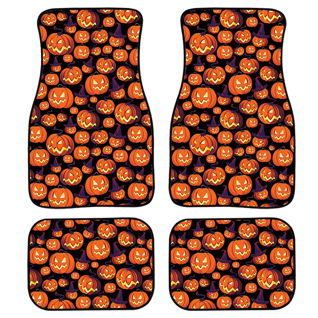 Halloween Pumpkin Witch Pattern Print Front and Back Car Floor Mats