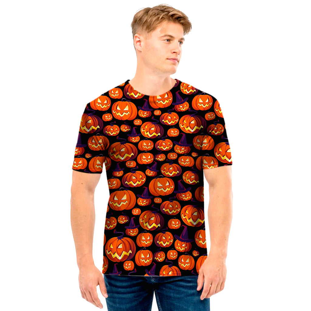 Halloween Pumpkin Witch Pattern Print Men's T-Shirt