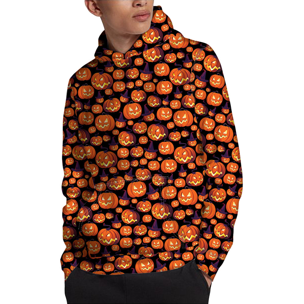 Halloween Pumpkin Witch Pattern Print Pullover Hoodie