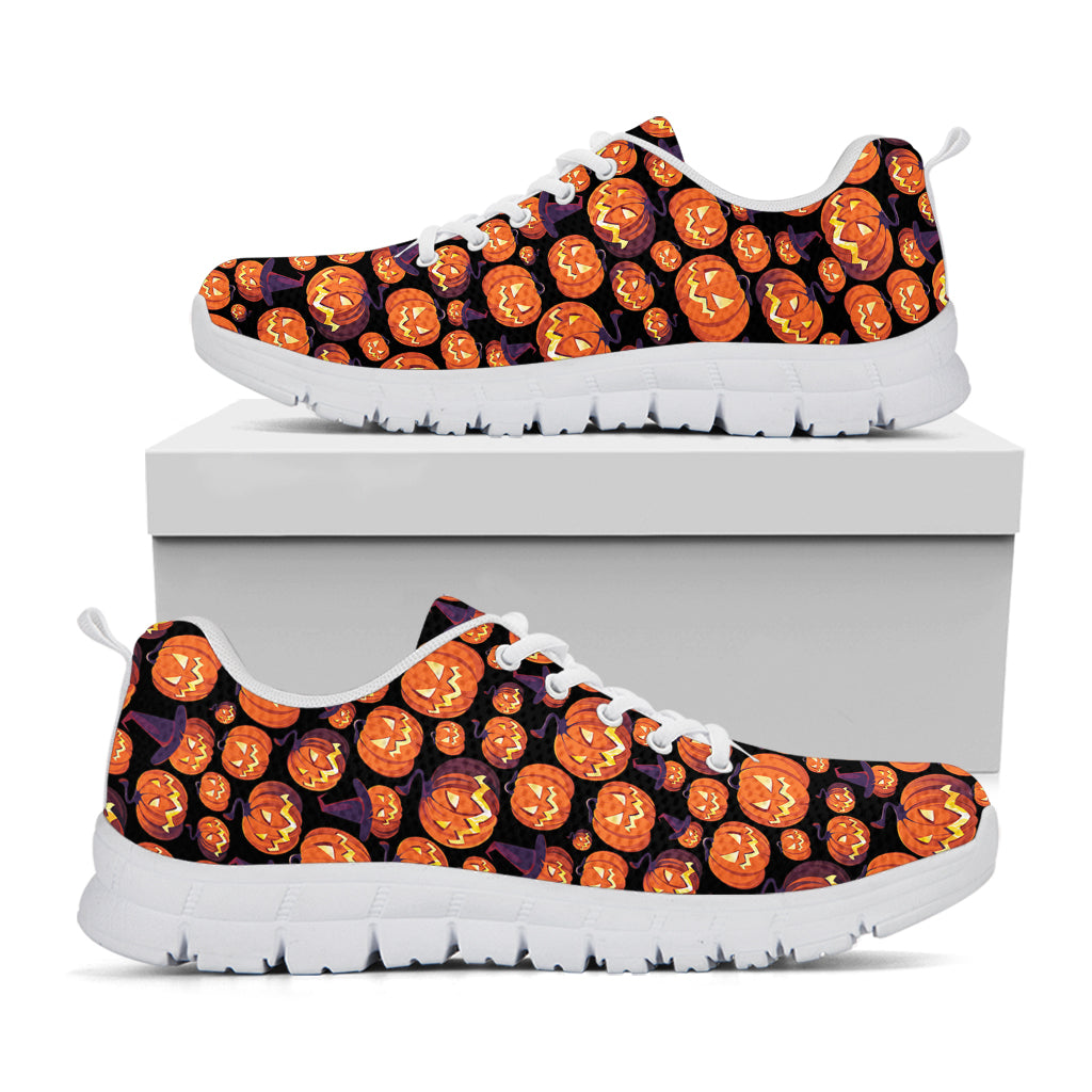 Halloween Pumpkin Witch Pattern Print White Sneakers