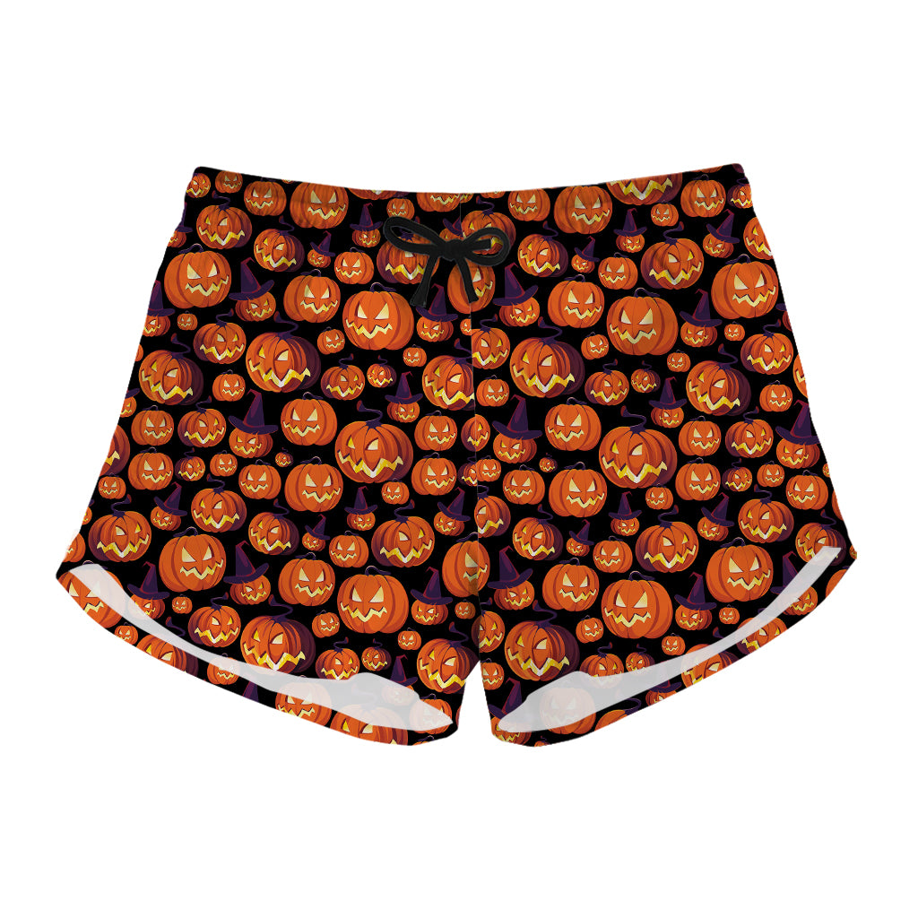 Halloween Pumpkin Witch Pattern Print Women's Shorts