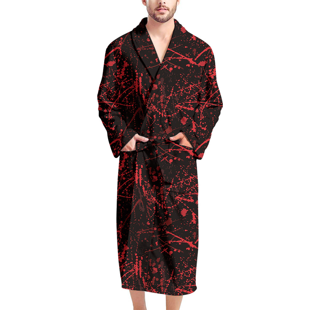 Halloween Red Blood Print Men's Bathrobe