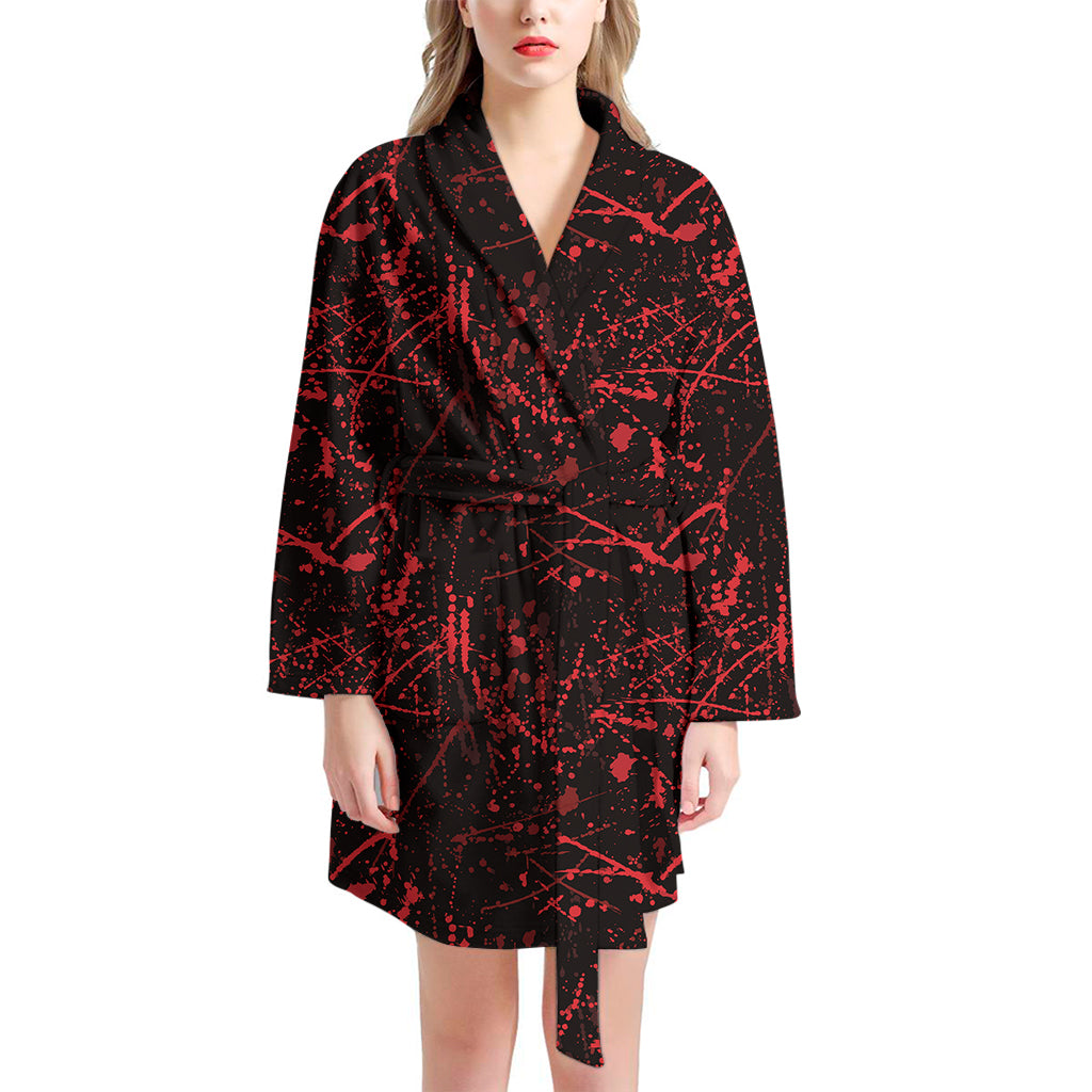 Halloween Red Blood Print Women's Bathrobe