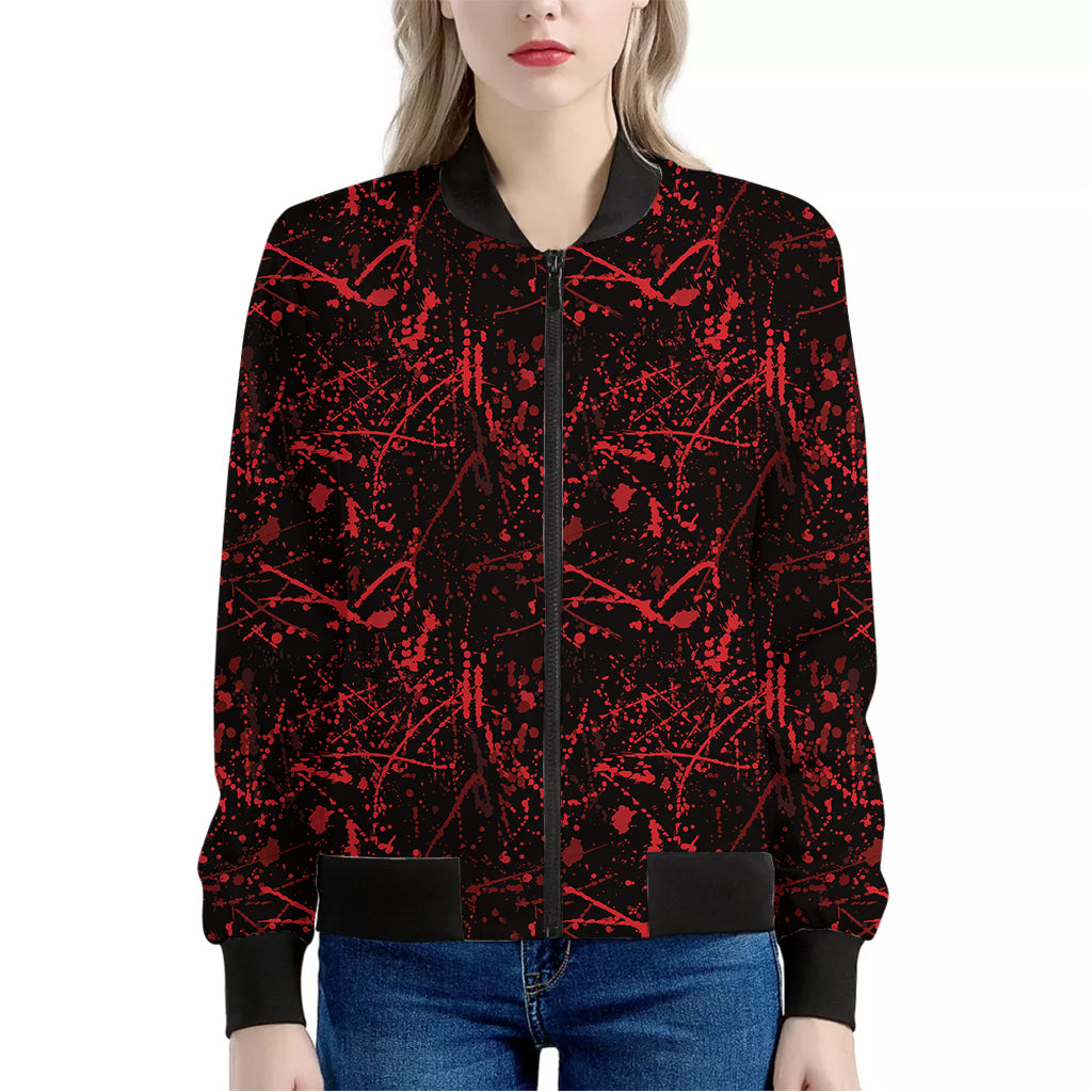 Halloween Red Blood Print Women's Bomber Jacket