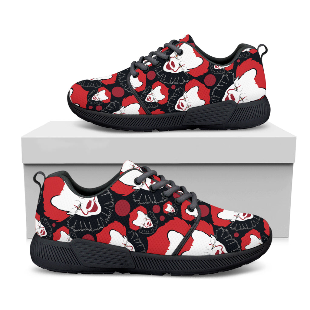 Halloween Scary Clown Pattern Print Black Athletic Shoes