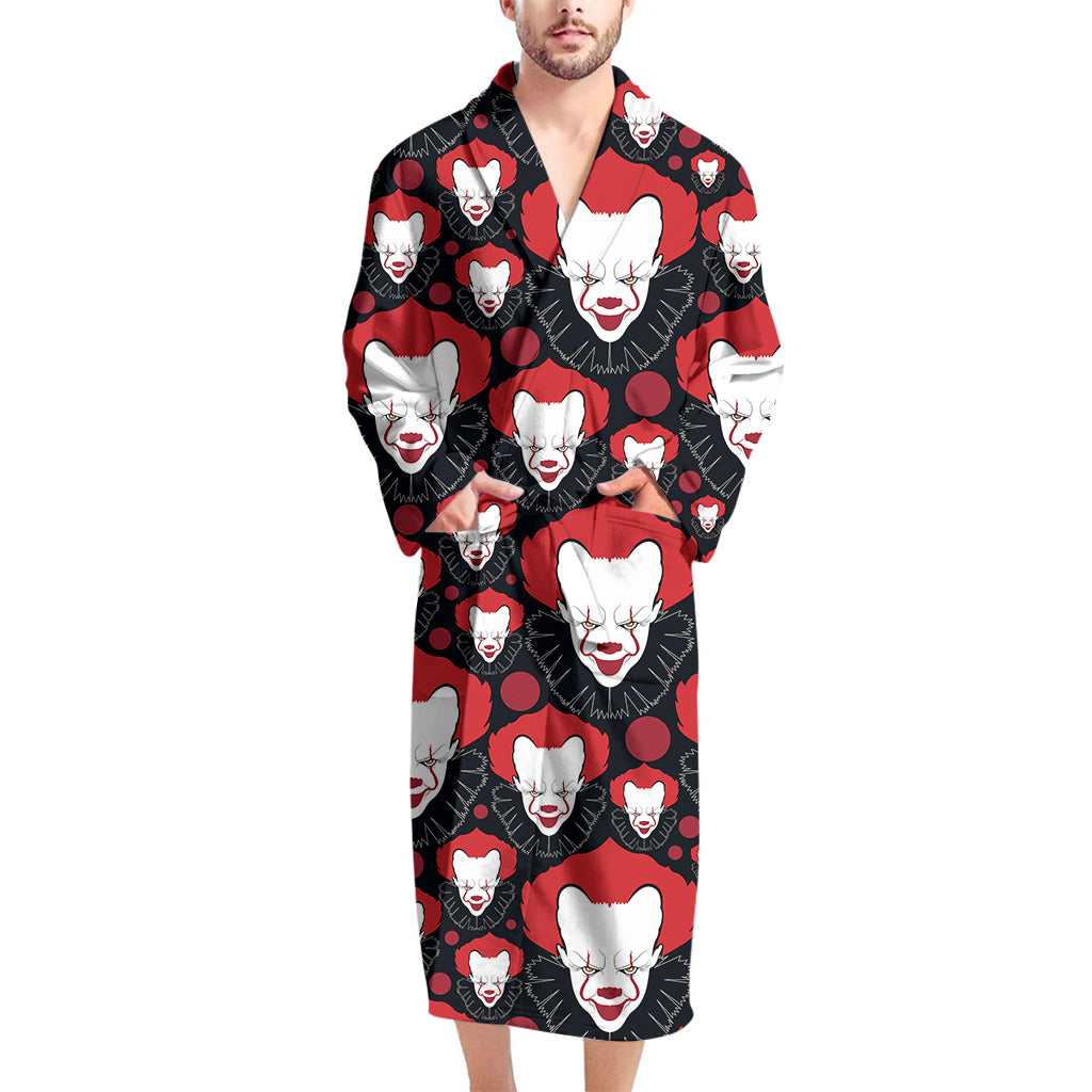 Halloween Scary Clown Pattern Print Men's Bathrobe