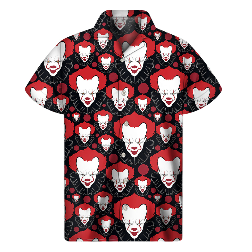 Halloween Scary Clown Pattern Print Men's Short Sleeve Shirt