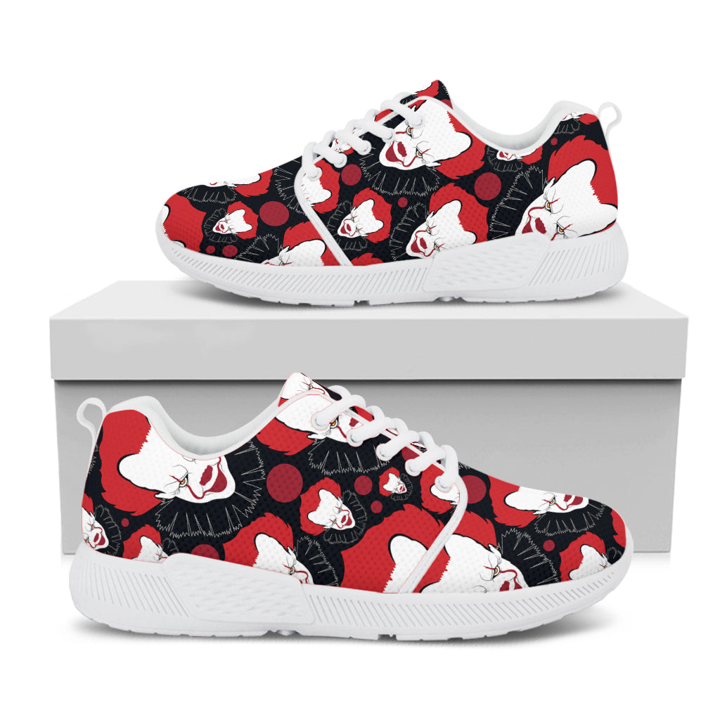 Halloween Scary Clown Pattern Print White Athletic Shoes