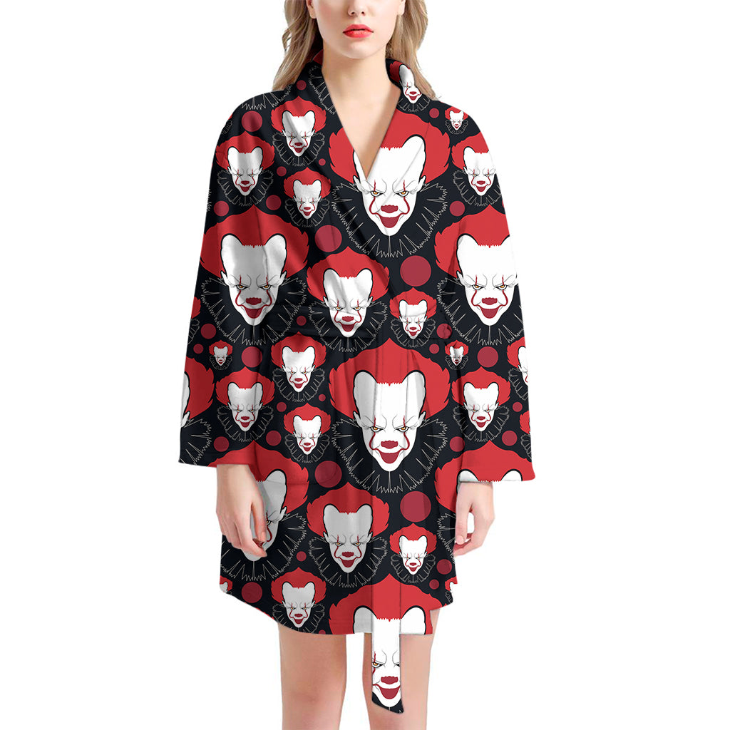 Halloween Scary Clown Pattern Print Women's Bathrobe