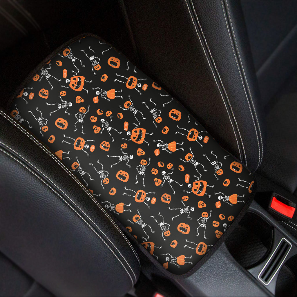 Halloween Skeleton And Pumpkin Print Car Center Console Cover