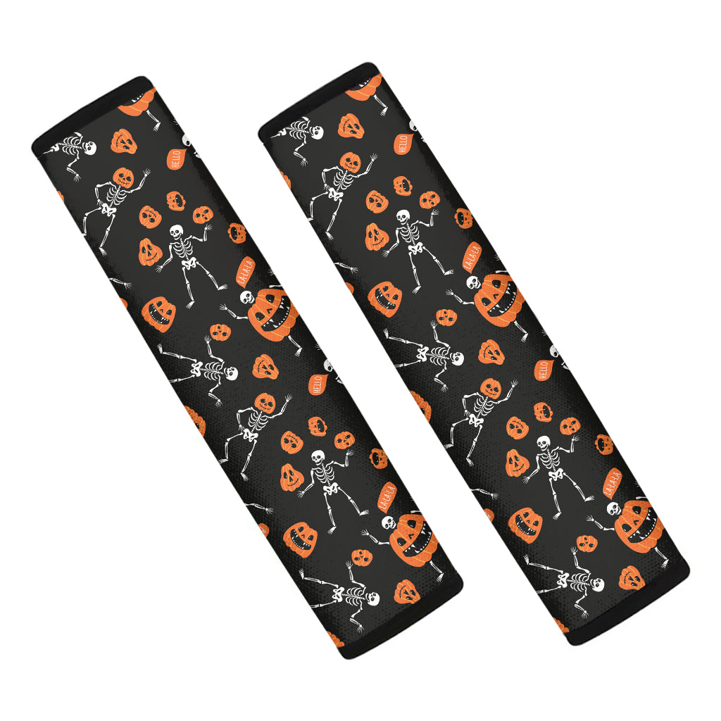 Halloween Skeleton And Pumpkin Print Car Seat Belt Covers