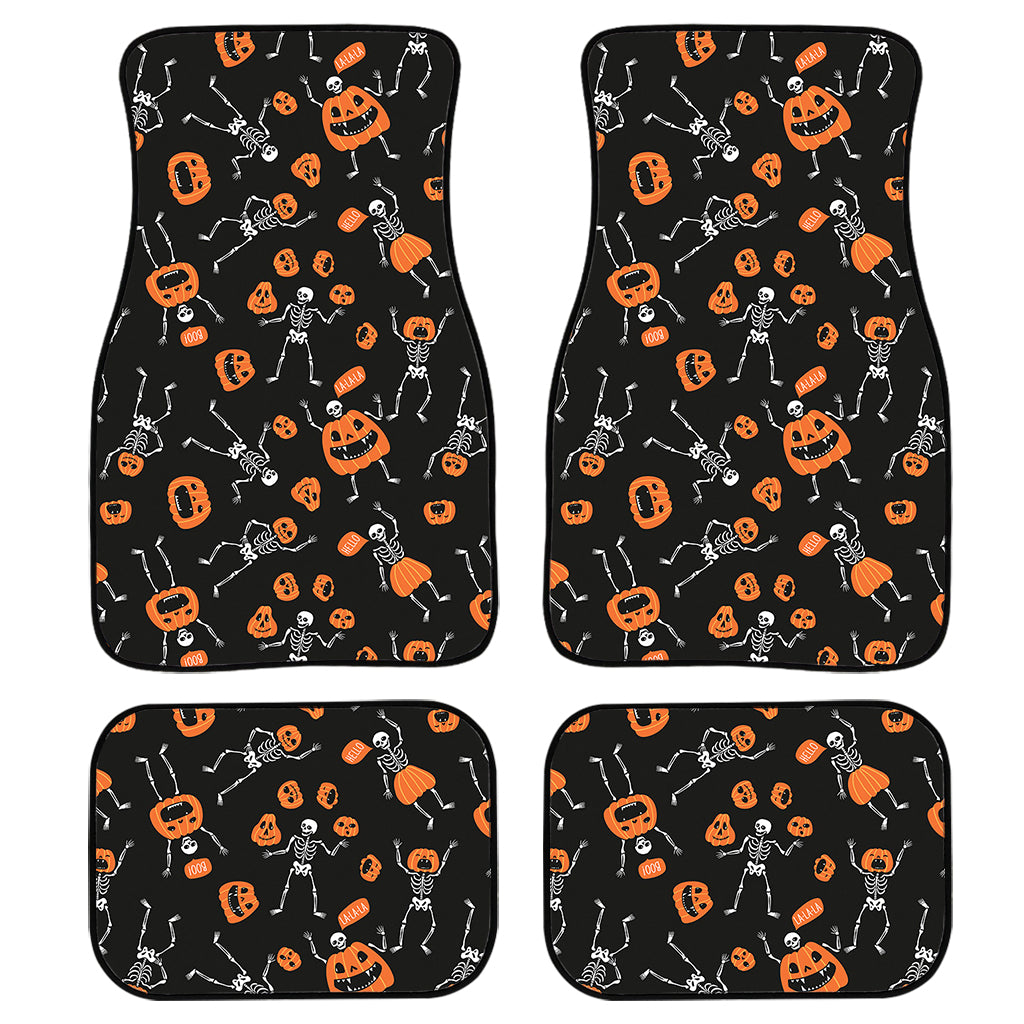 Halloween Skeleton And Pumpkin Print Front and Back Car Floor Mats