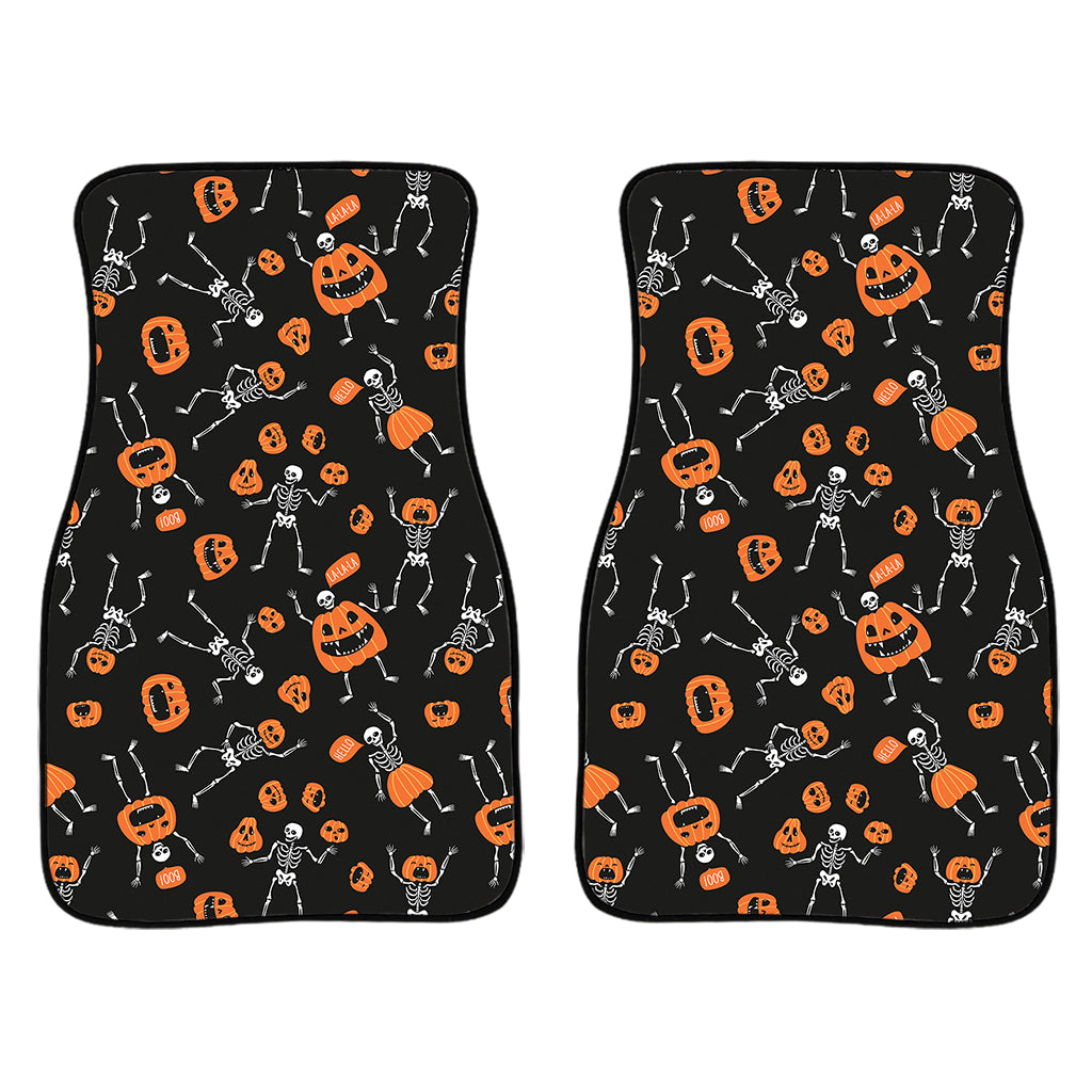 Halloween Skeleton And Pumpkin Print Front Car Floor Mats