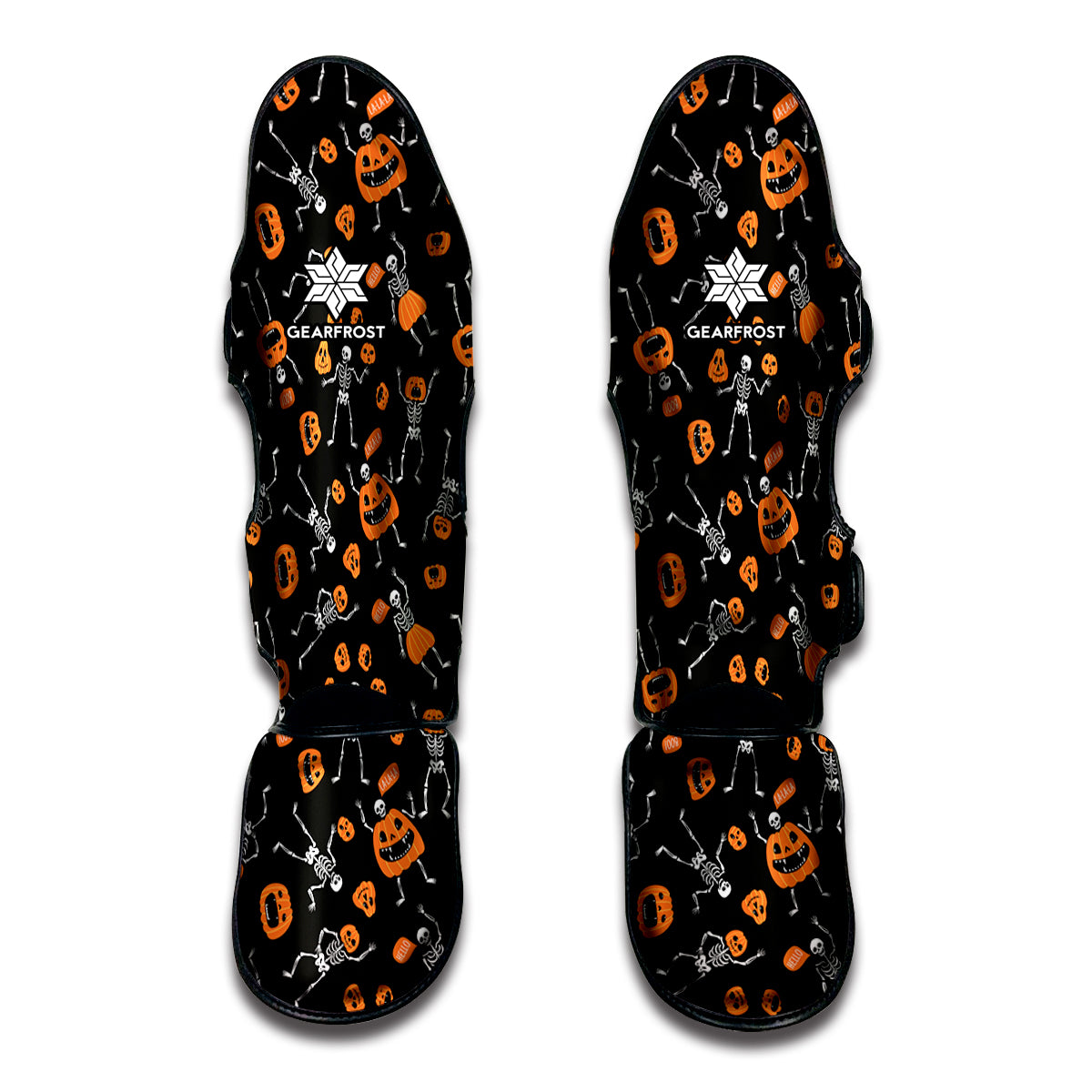 Halloween Skeleton And Pumpkin Print Muay Thai Shin Guards