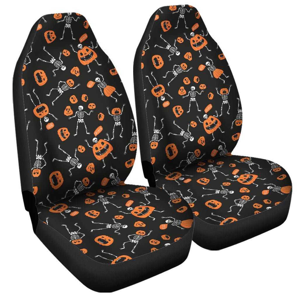 Halloween Skeleton And Pumpkin Print Universal Fit Car Seat Covers