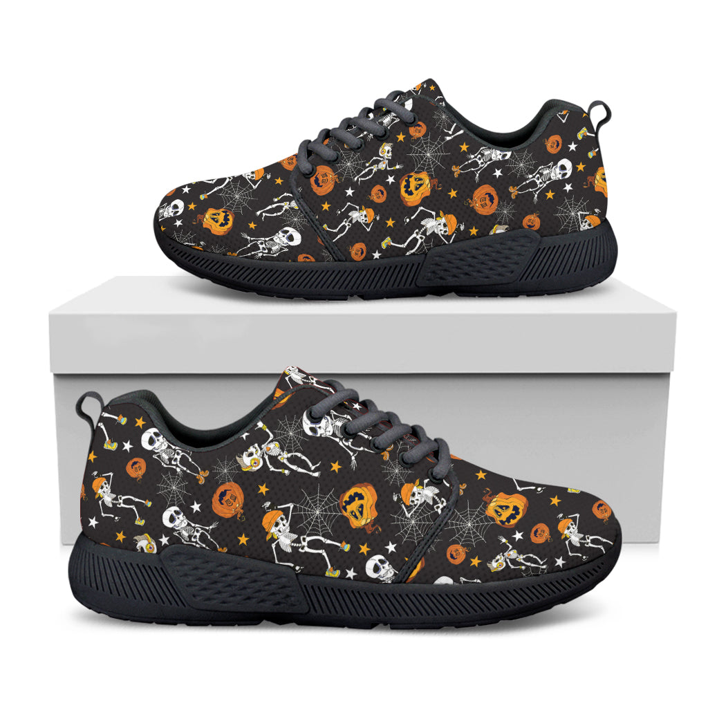 Halloween Skeleton Party Pattern Print Black Athletic Shoes