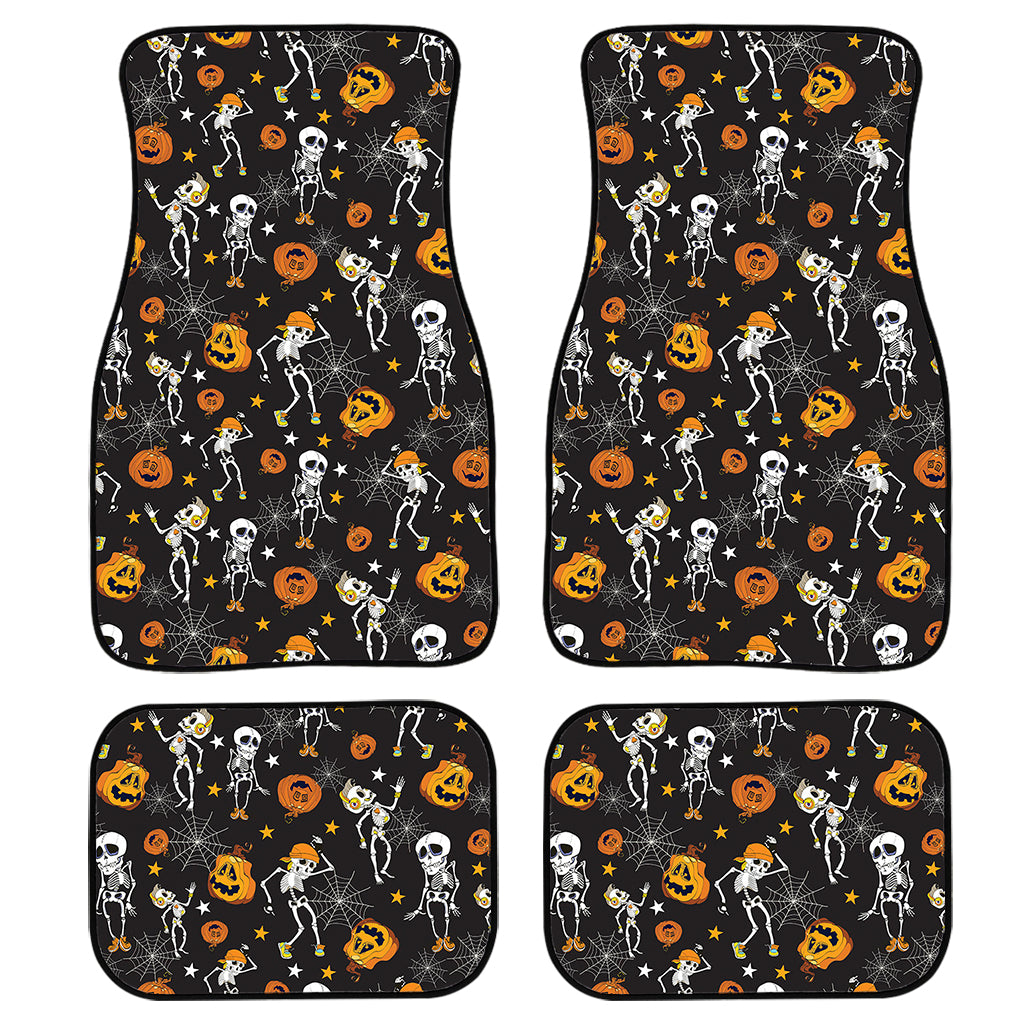 Halloween Skeleton Party Pattern Print Front and Back Car Floor Mats