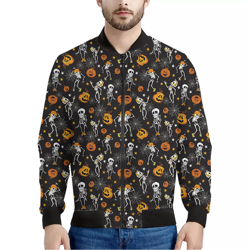 Halloween Skeleton Party Pattern Print Men's Bomber Jacket