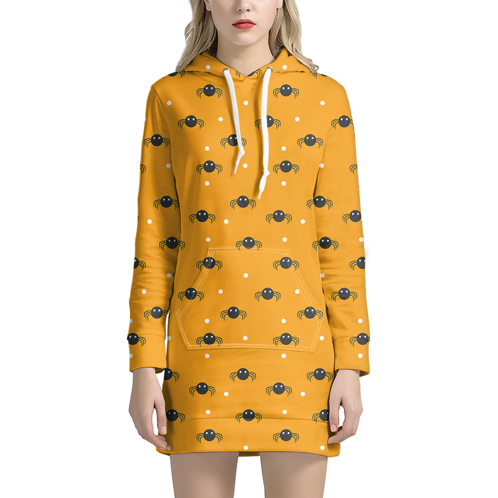 Halloween Spider Pattern Print Women's Pullover Hoodie Dress