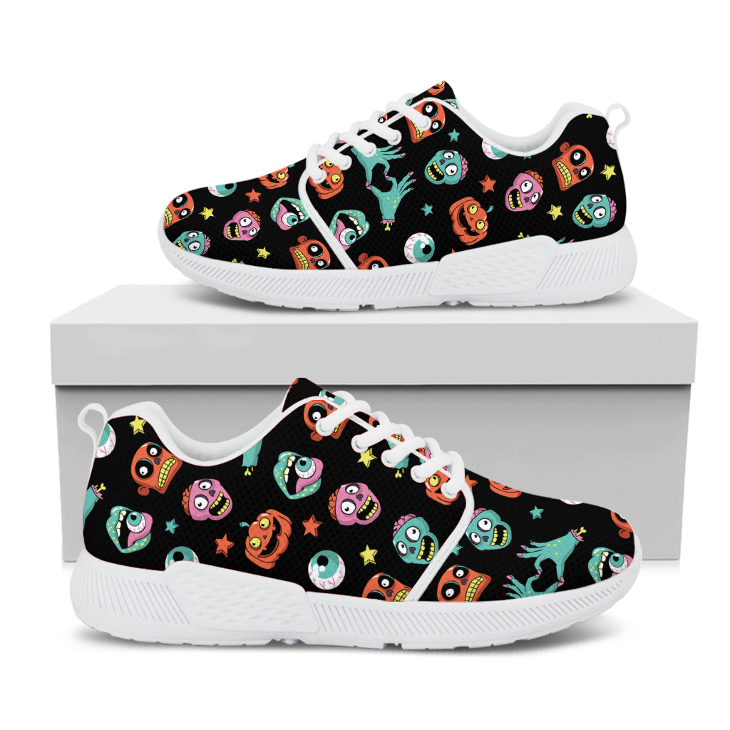 Halloween Zombie Pattern Print White Athletic Shoes