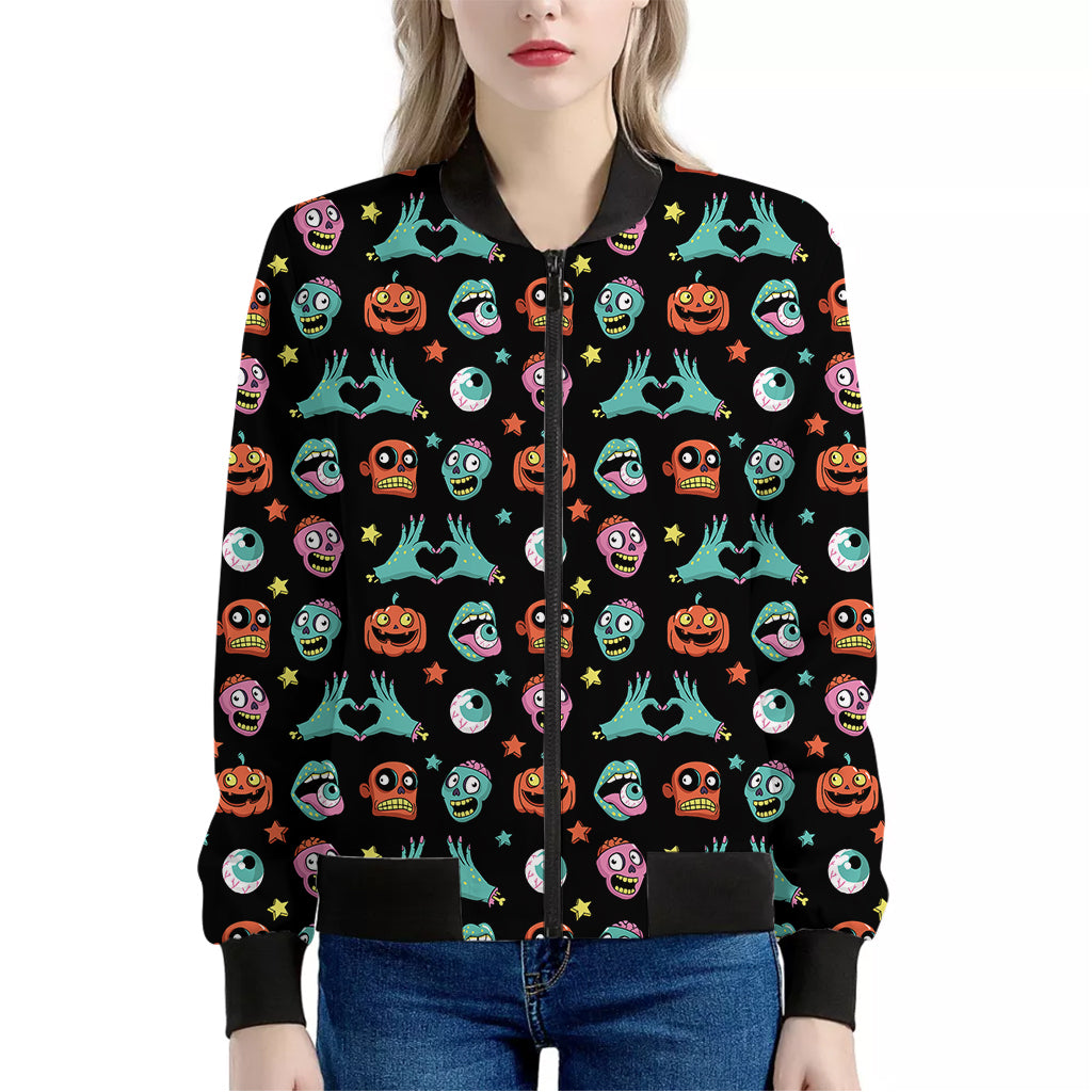 Halloween Zombie Pattern Print Women's Bomber Jacket